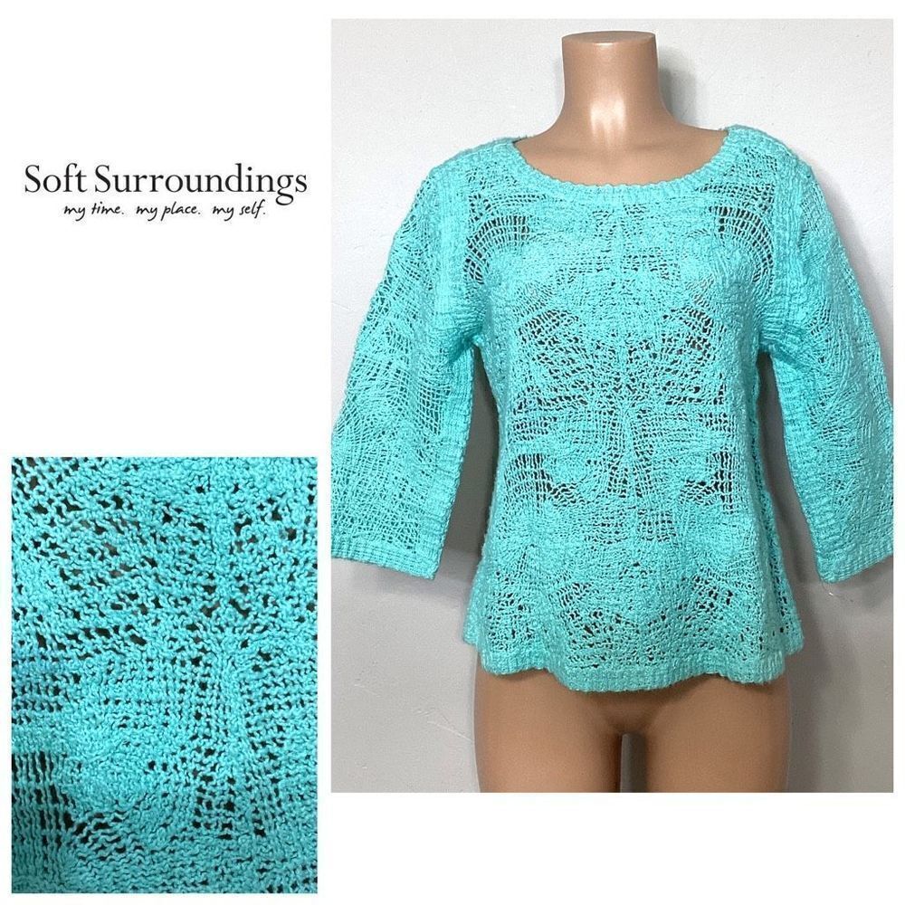 New. Soft Surroundings sea foam green loose knit top. Retails $129